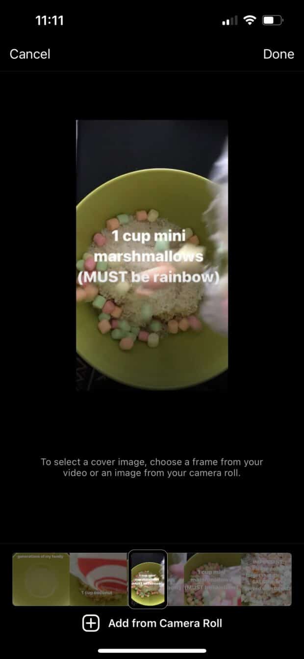 taille de la bobine pour la vid&eacute;o de 1 tasse de mini guimauves arc-en-ciel