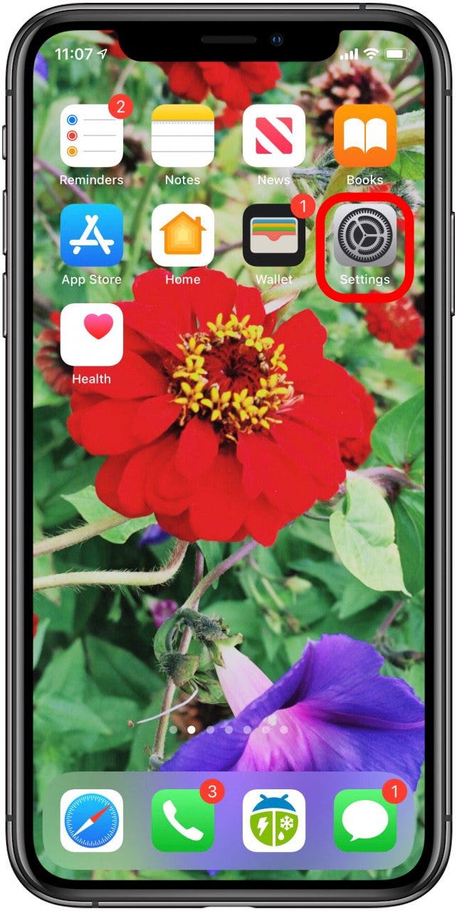 application de paramètres iphone