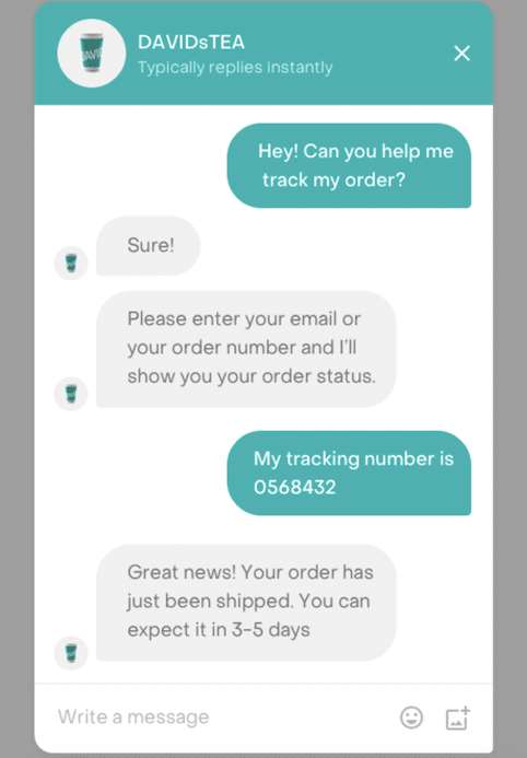 Chatbot de suivi de commande DavidsTea
