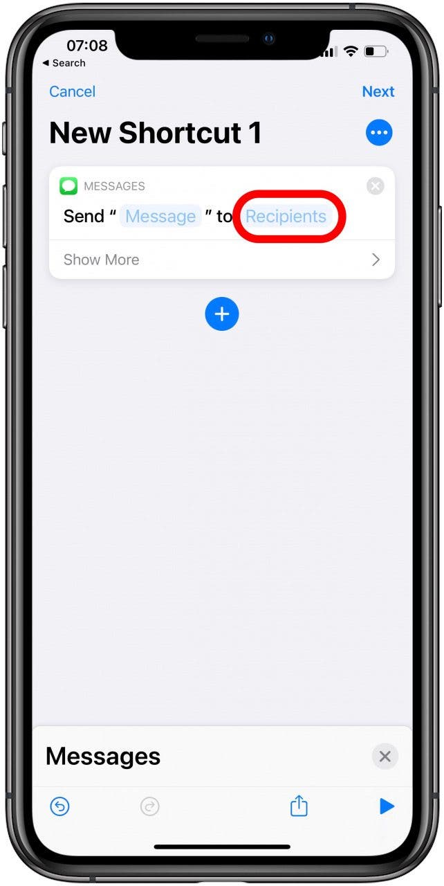 Sélectionnez un destinataire pour le message