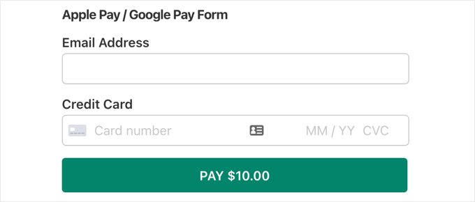 Aperçu du formulaire de paiement WP Simple Pay Aperçu du formulaire de paiement WP Simple Pay