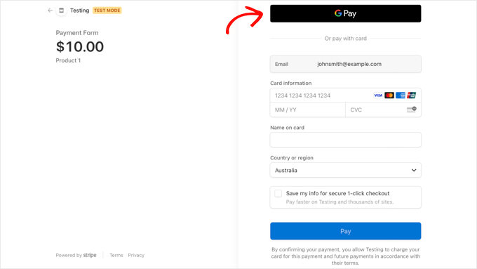 Aperçu de Stripe Checkout avec Google Pay Aperçu de Stripe Checkout avec Google Pay