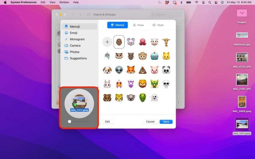 Changer l'image de profil Étape 7 - Cliquez pour éditer l'image