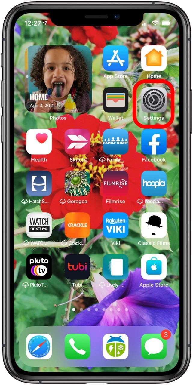 application de paramètres iphone