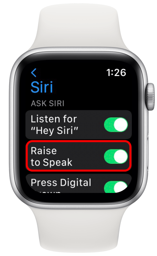 basculer sur augmenter pour parler sur apple watch