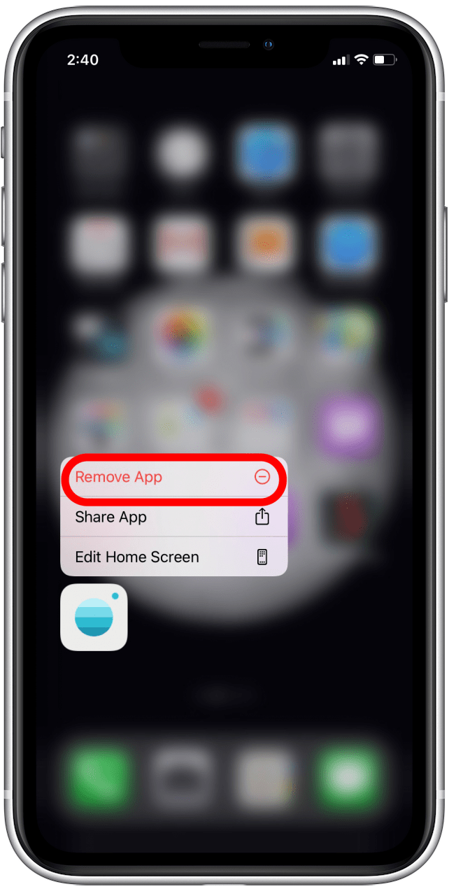 Appuyez sur Supprimer l'application
