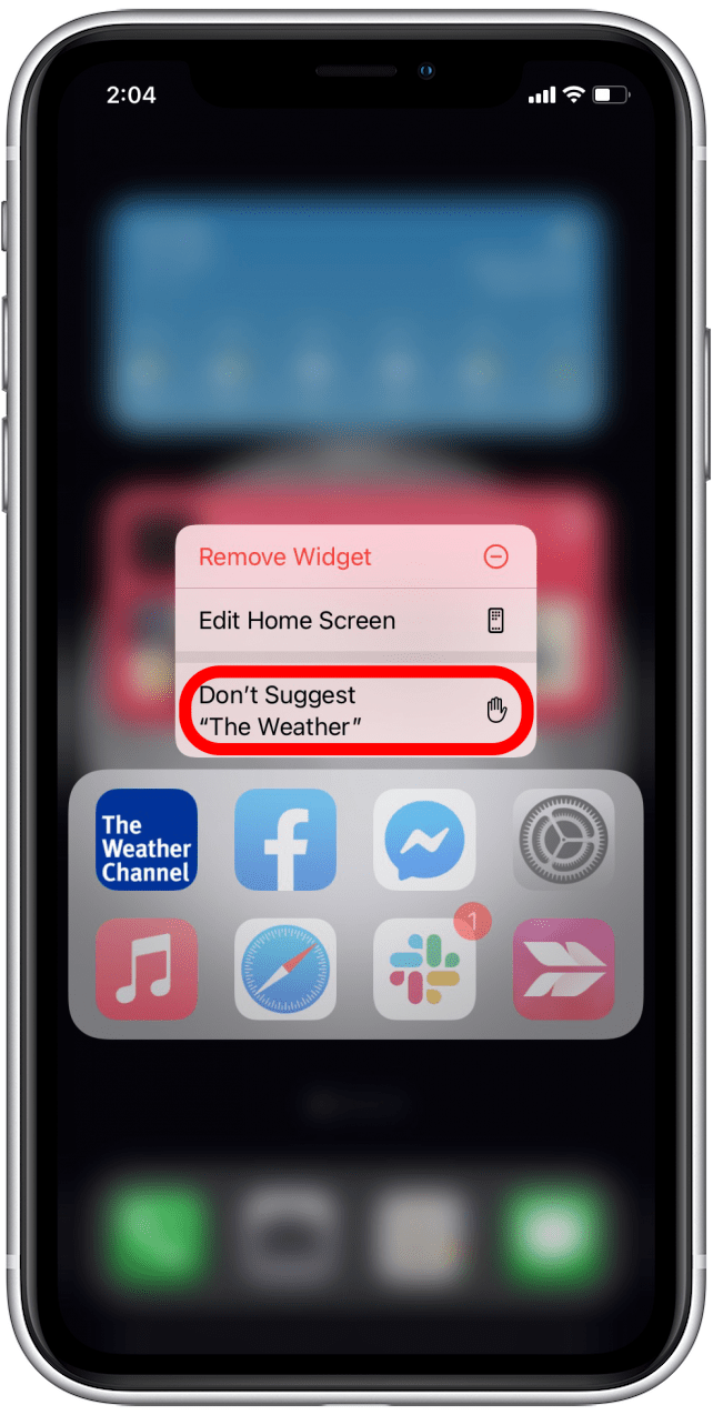 Appuyez sur l'option Ne pas suggérer d'application