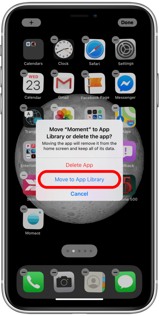 Appuyez sur Déplacer vers la bibliothèque d'applications