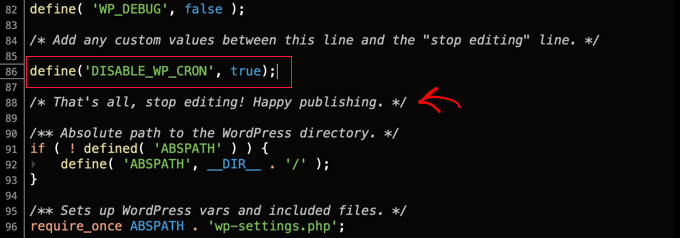 Coller le code dans wp-config Coller le code dans wp-config