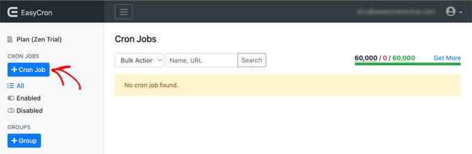 Créer une nouvelle tâche Cron dans EasyCron Créer une nouvelle tâche Cron dans EasyCron