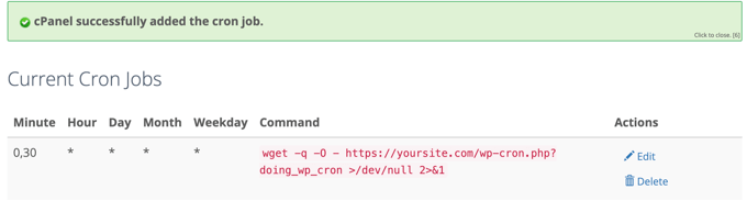 Affichage de la liste des tâches Cron dans cPanel Affichage de la liste des tâches Cron dans cPanel