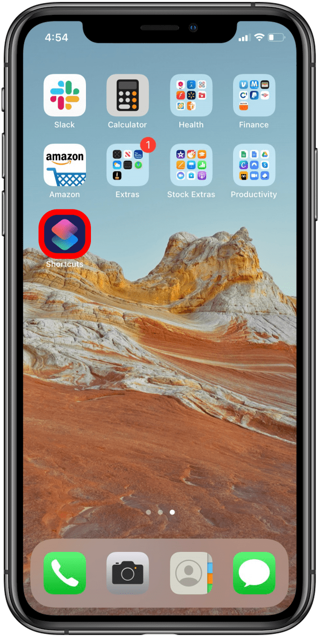 Ouvrez l'application Raccourcis