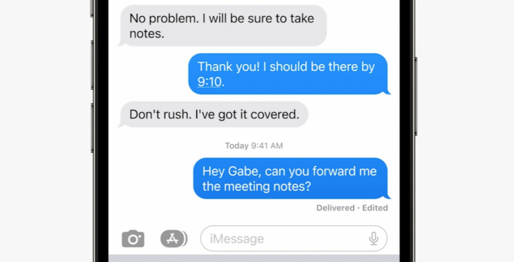 Message de modification iOS 16