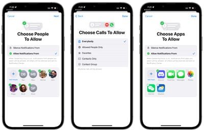 focus ios 16 choisir des applications de personnes