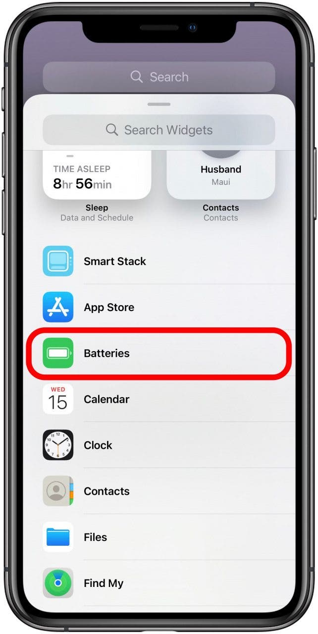 Recherchez des batteries ou faites défiler jusqu'à ce que vous le trouviez - comment vérifier la batterie de l'airpod sur l'iphone