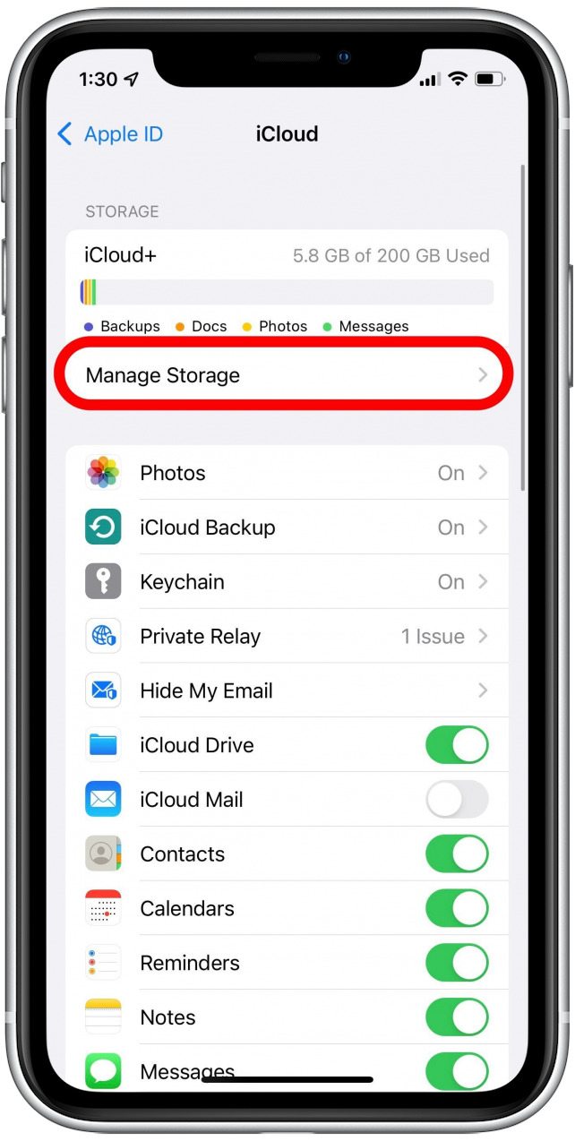 effacer le stockage iCloud