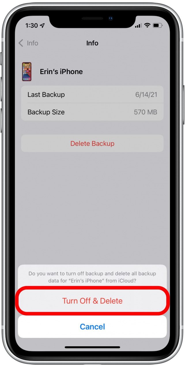 Supprimer les sauvegardes iCloud
