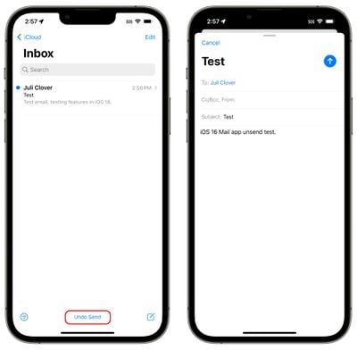 application de messagerie ios 16 annuler l'envoi