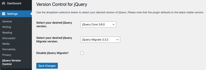 Choisissez la version de jQuery que vous souhaitez exécuter Choisissez la version de jQuery que vous souhaitez exécuter