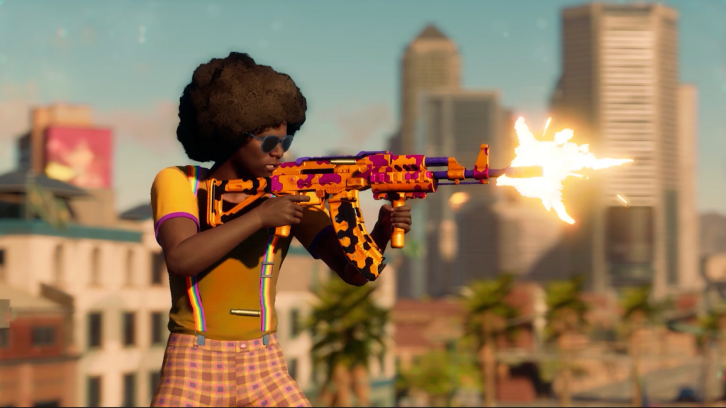 Personne de Saints Row tirant avec une arme à feu