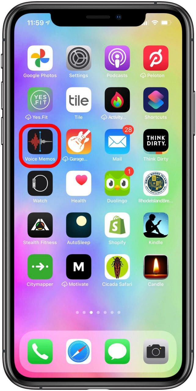 Sur votre iPhone, ouvrez l'application Voice Memos.