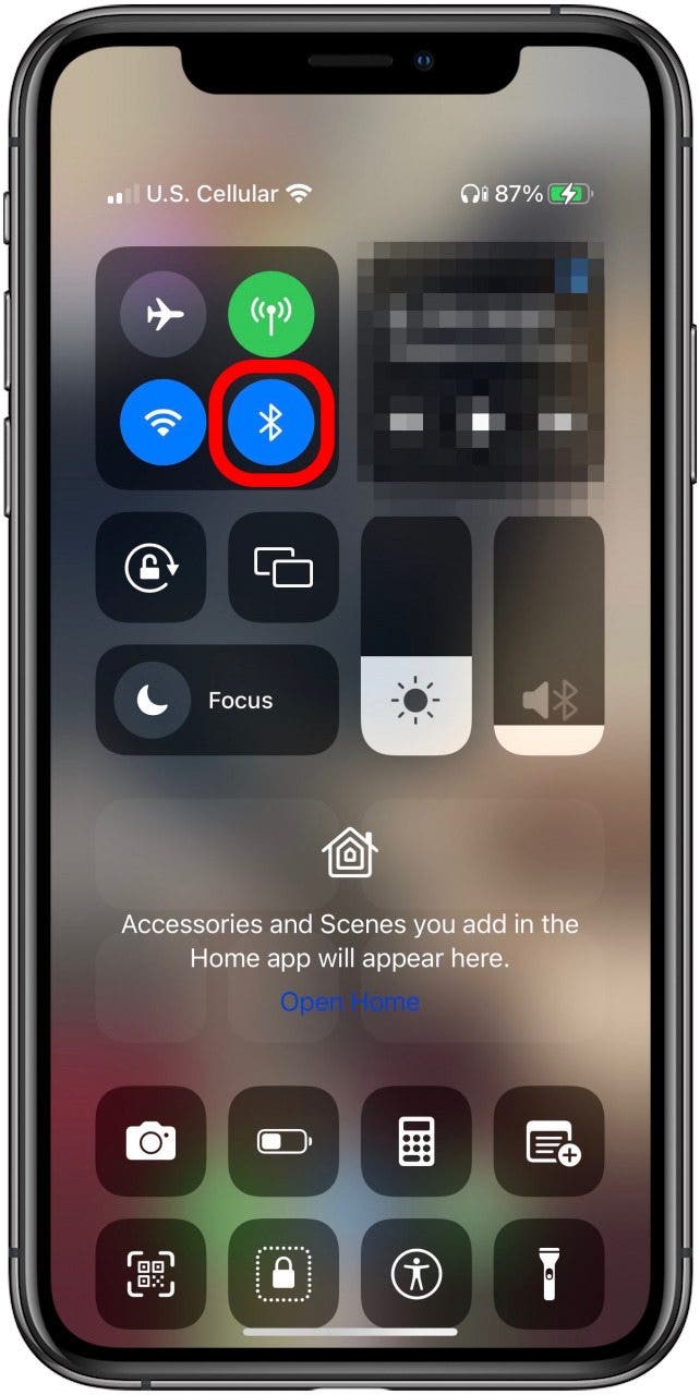 icône bluetooth dans le centre de contrôle de l'iphone