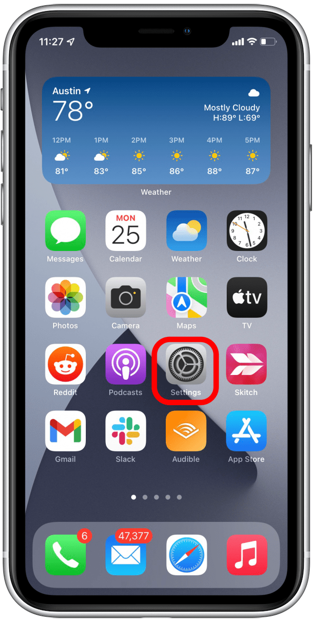 Ouvrir l'application Paramètres
