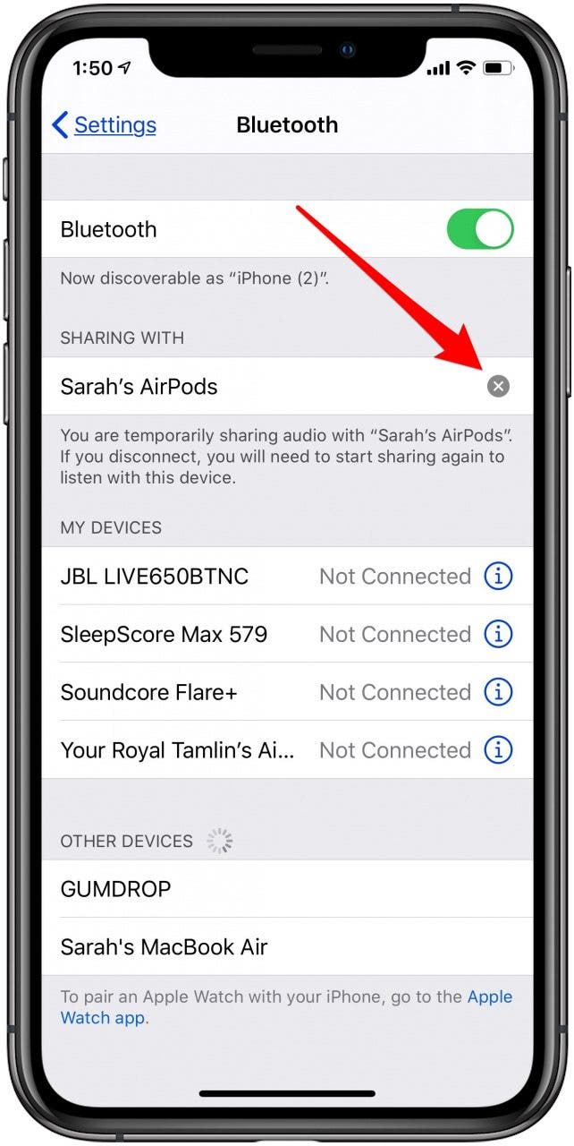 dissocier les airpods invités de l'iphone