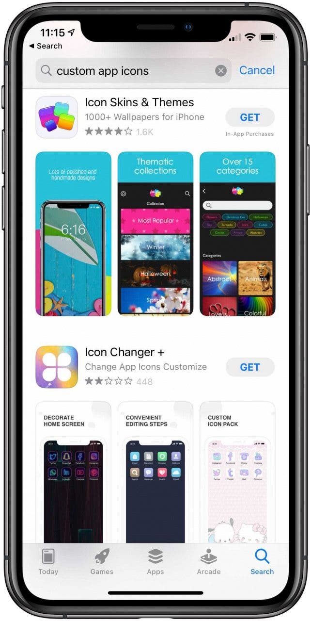 Icônes d'application personnalisées