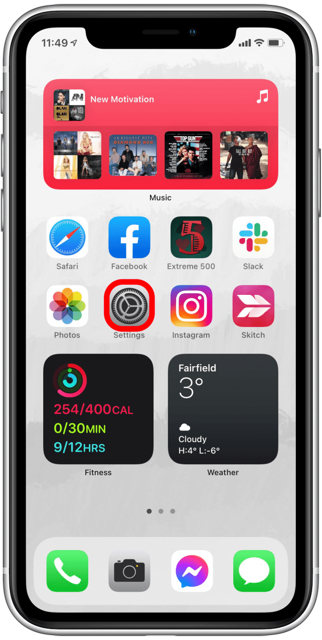 Ouvrez l'application Paramètres pour effacer l'espace de stockage iCloud