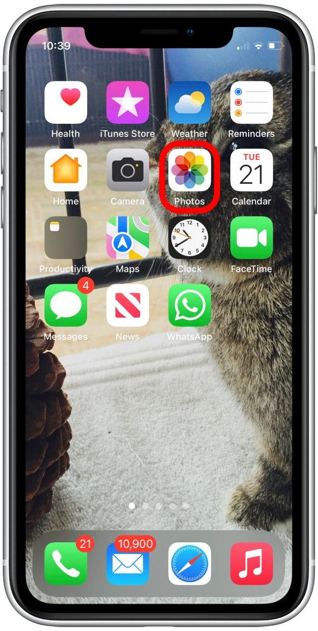 Sur l'écran d'accueil, appuyez sur pour ouvrir l'application Photos.