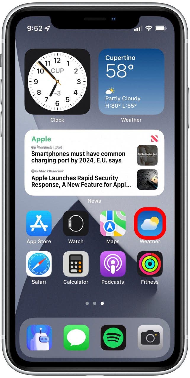Ouvrez l'application Météo.