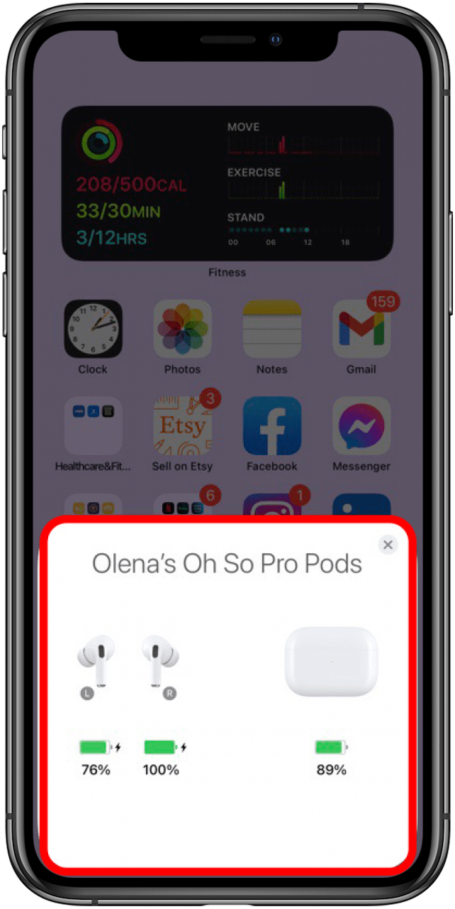 comment vérifier le niveau de la batterie de l'airpod