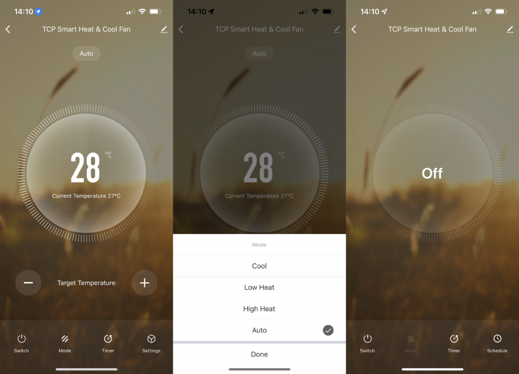 Application de chauffage et de refroidissement en céramique portable sans lame TCP Smart Wifi