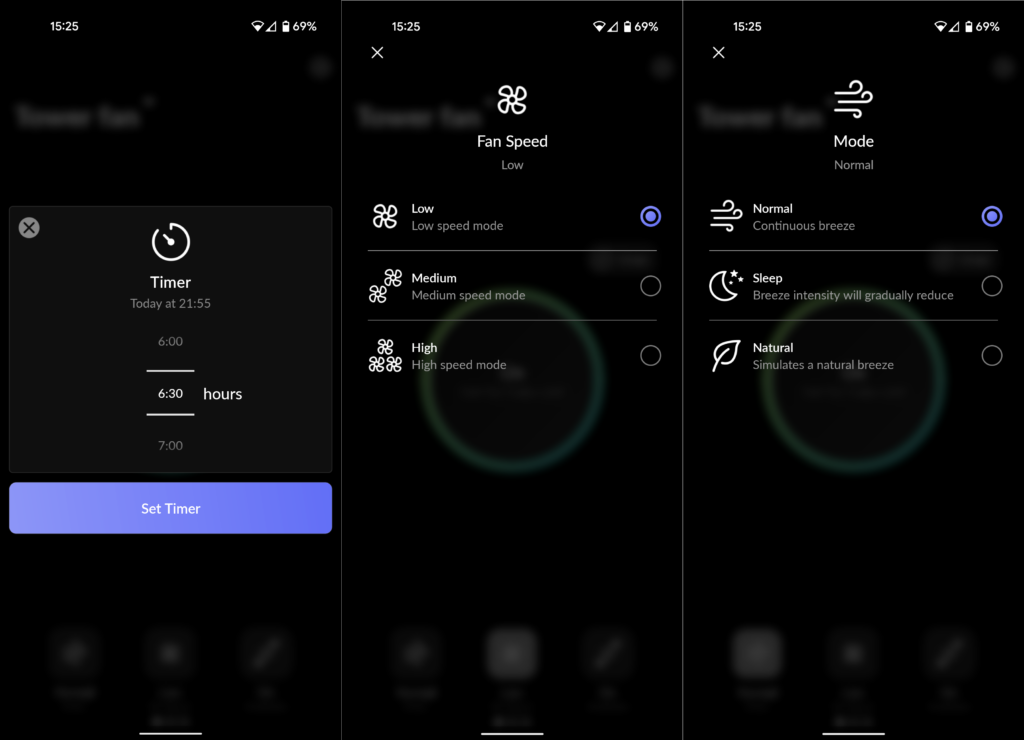 Minuterie de l'application Princess Smart Tower Fan