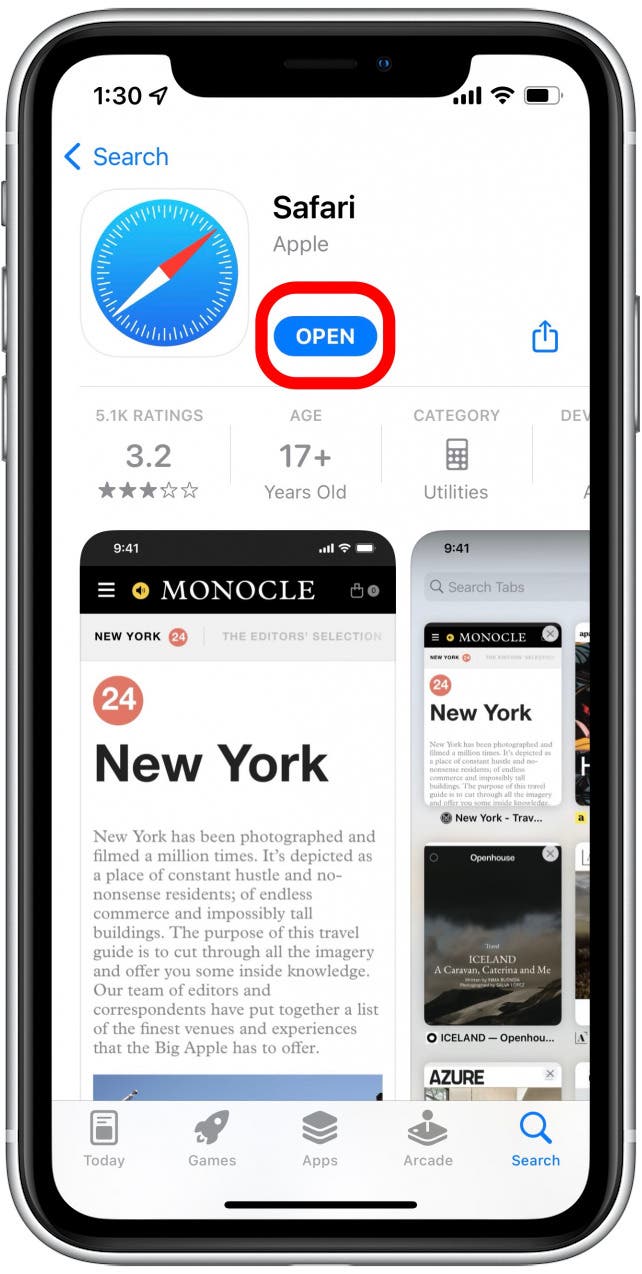 Si l'application est sur votre appareil, appuyez simplement sur Ouvrir.