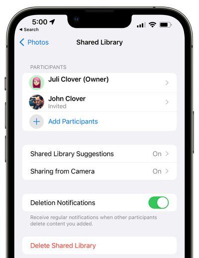 suppression de la photothèque partagée icloud