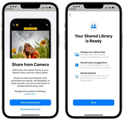 partager la bibliothèque de photos partagée icloud depuis l'appareil photo