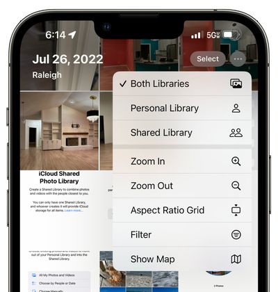 sélection de la bibliothèque de photos partagée icloud
