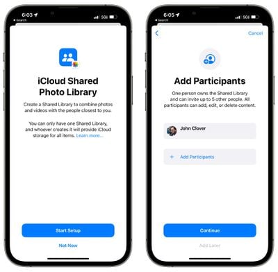 configuration de la bibliothèque de photos partagée icloud
