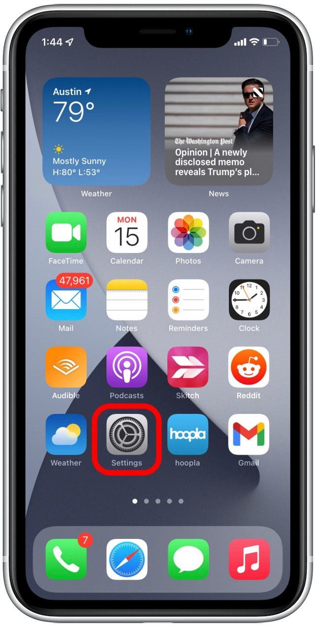 Ouvrir les paramètres - Le calendrier de l'iPhone ne se synchronise pas