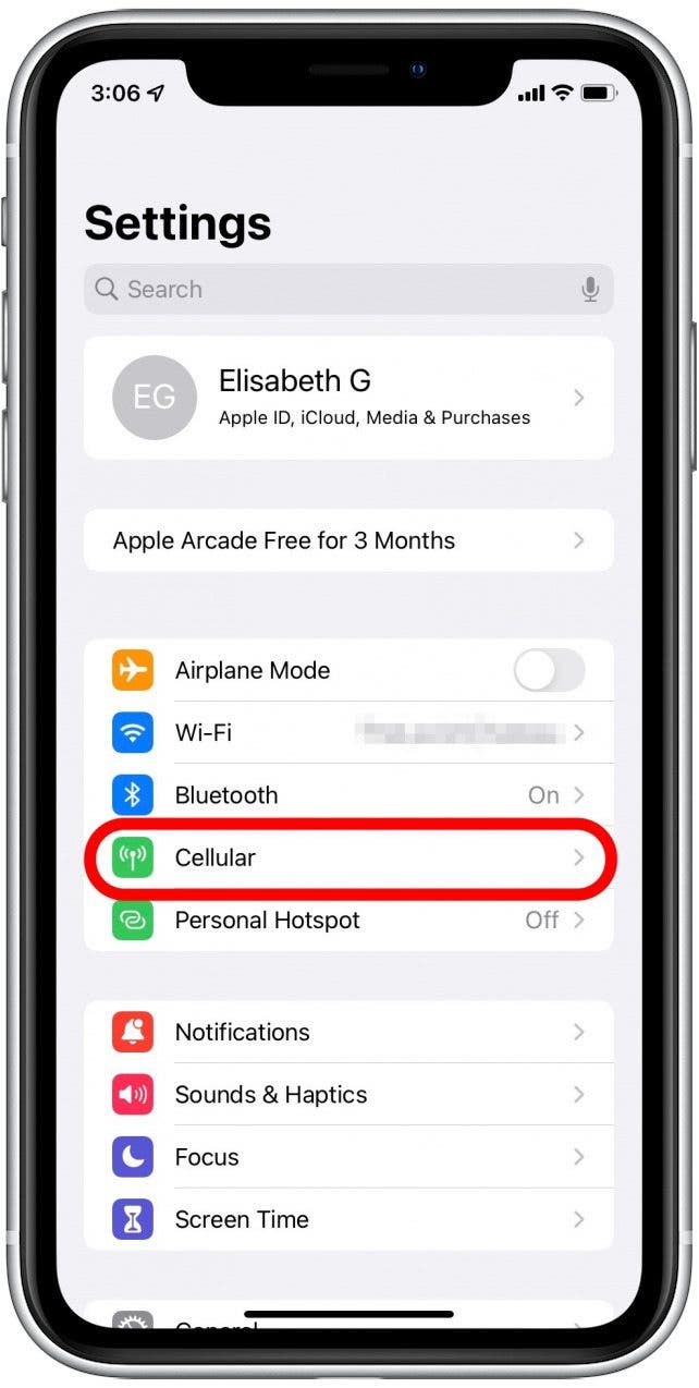 Appuyez sur Cellulaire