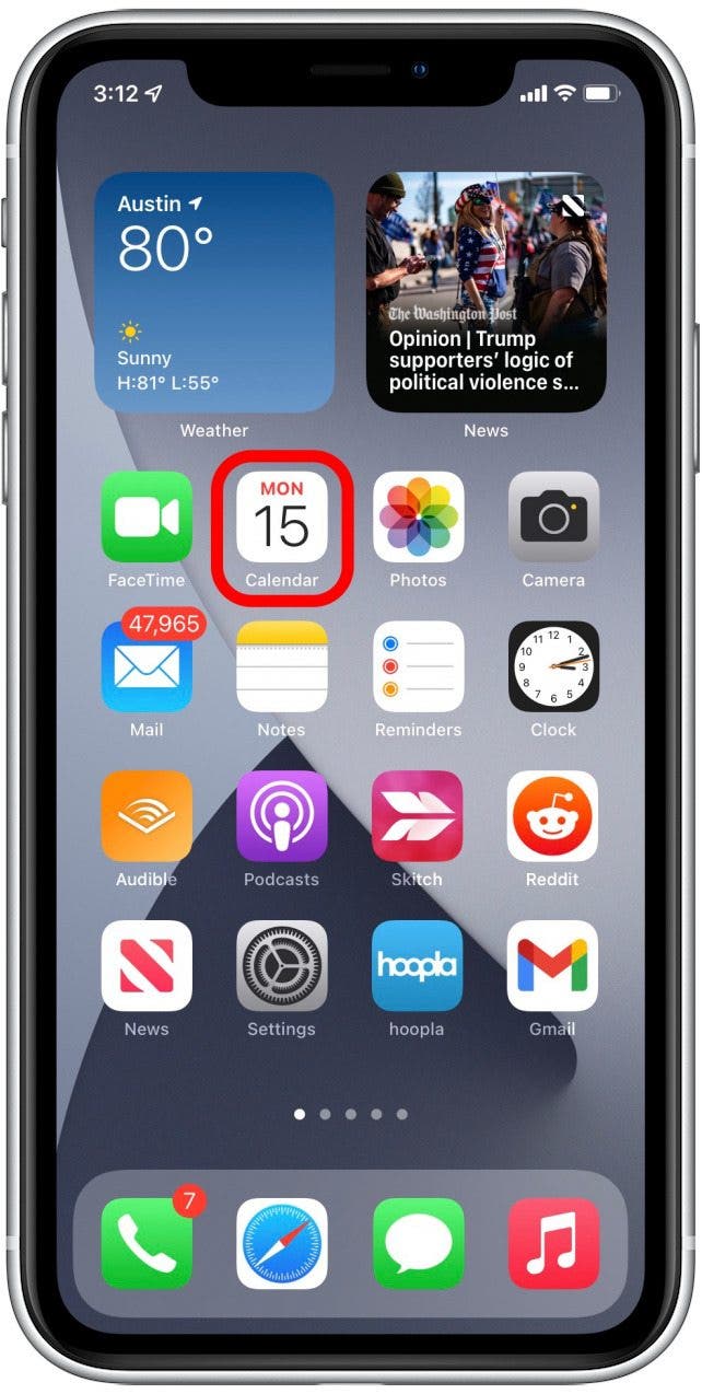 Ouvrir l'application Calendrier