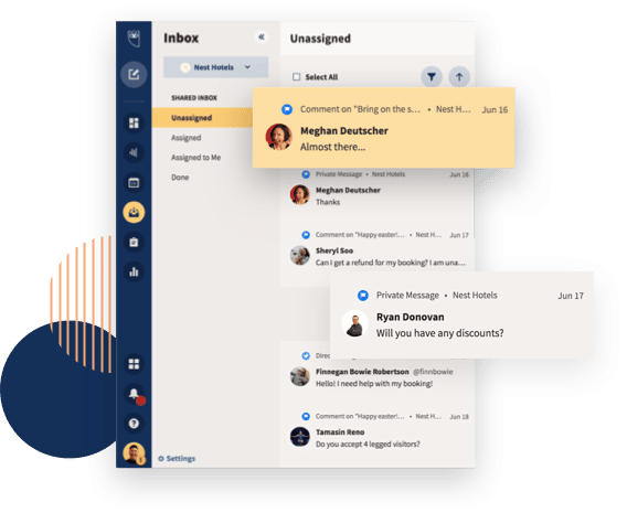 graphique de la boîte de réception hootsuite pour la messagerie