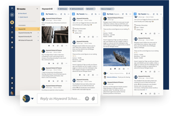 vue du tableau de bord des flux hootsuite