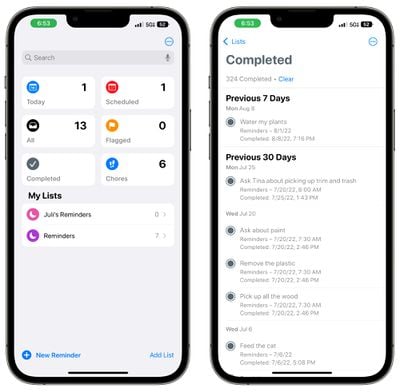 ios 16 rappels terminés