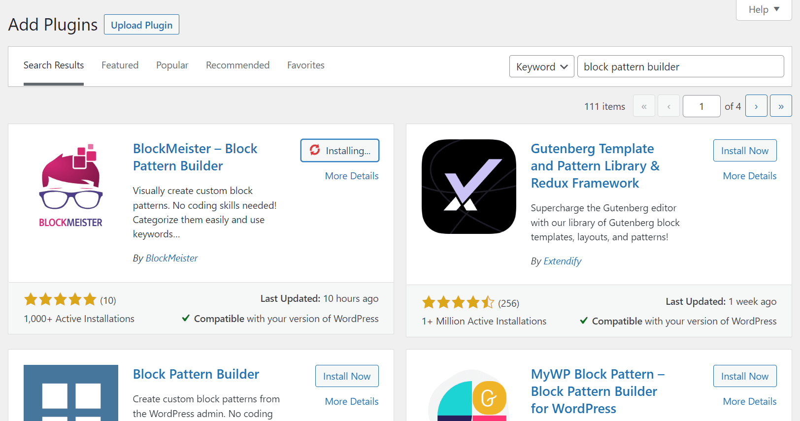 installer le plug-in de modèle de bloc