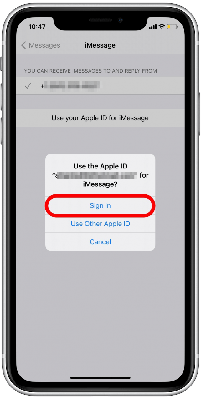Connectez-vous pour rajouter votre compte Apple