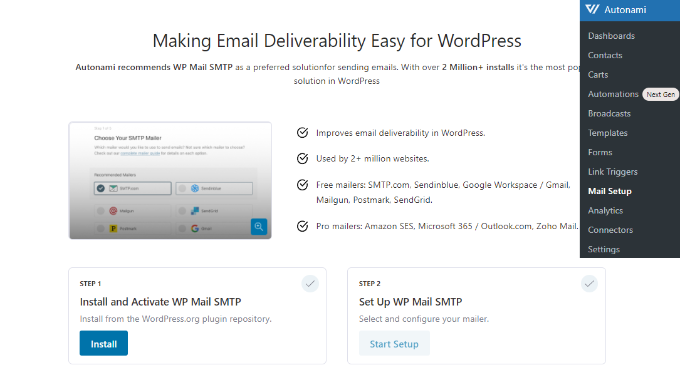 Connecter Autonami avec WP Mail SMTP Connecter Autonami avec WP Mail SMTP