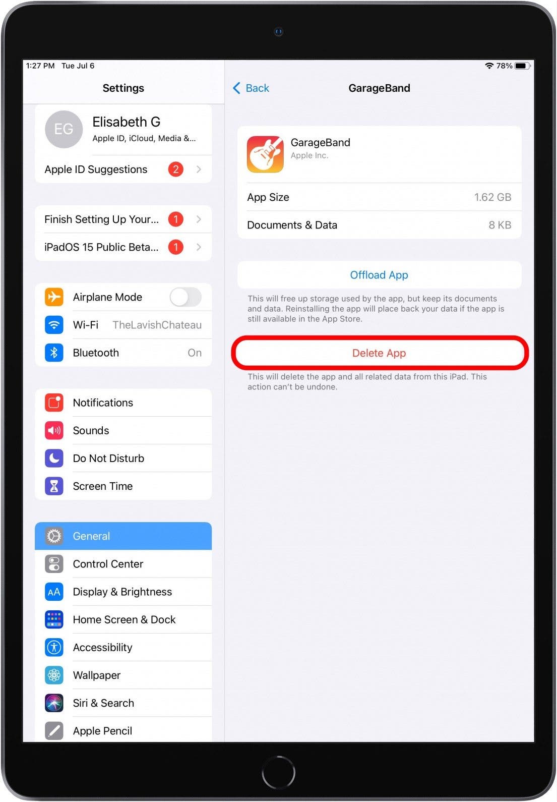 désinstaller l'application iPad